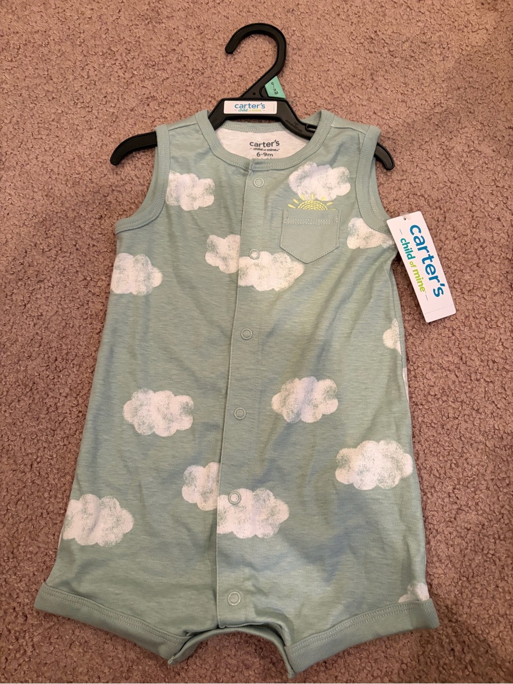 Carter's Mint Cloud Sleeveless Sleep Sack Romper